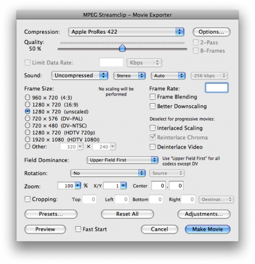Mpeg Streamclip settings for canon 7d ingest
